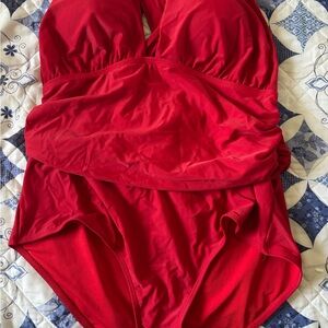 Red Womens One-Piece Swimwear